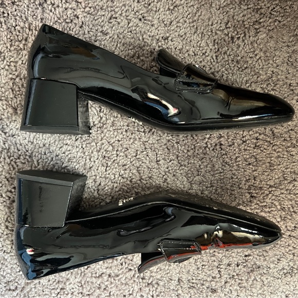 Prada Triangle Logo Black Patent Leather Loafers - Picture 3 of 9